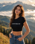 Women’s Black Crop T-Shirt with Logo | Newport England