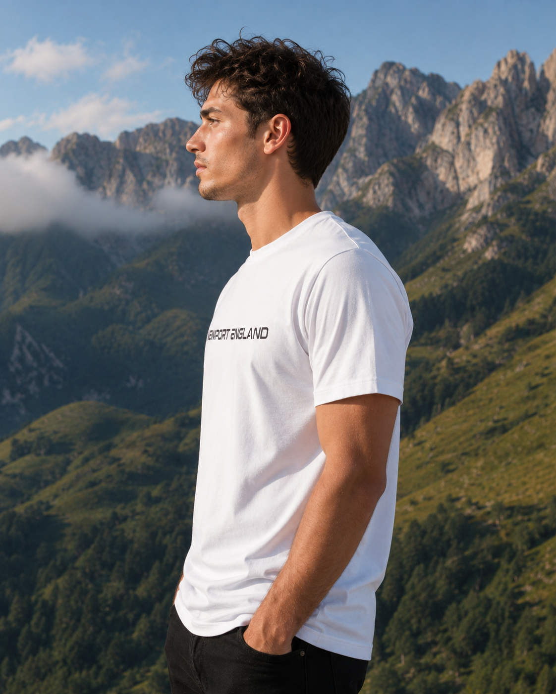 Newport England Men’s White Signature Logo T-Shirt