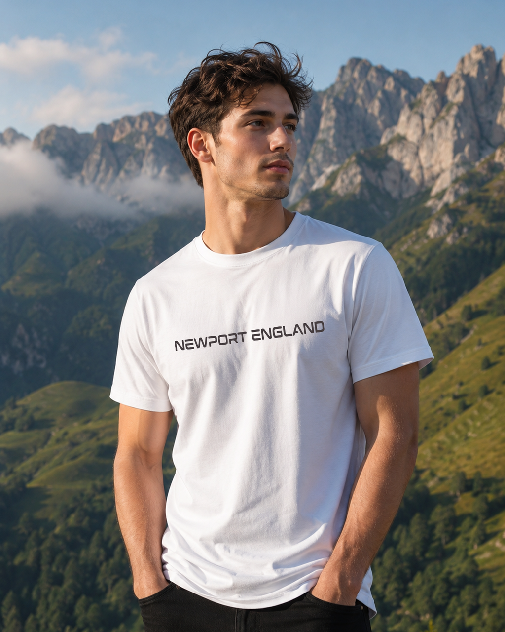 Newport England Men’s White Signature Logo T-Shirt