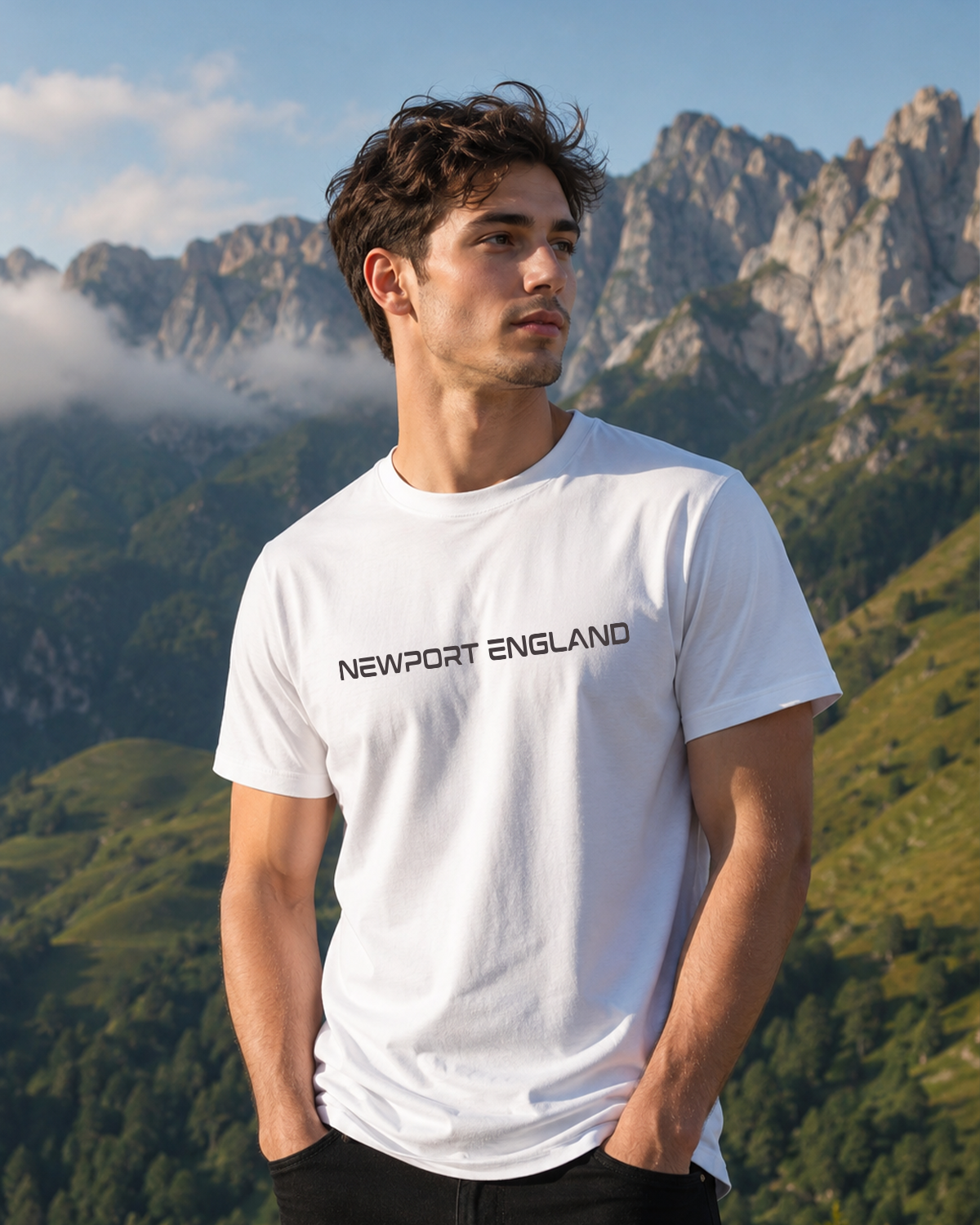 Newport England Men’s White Signature Logo T-Shirt